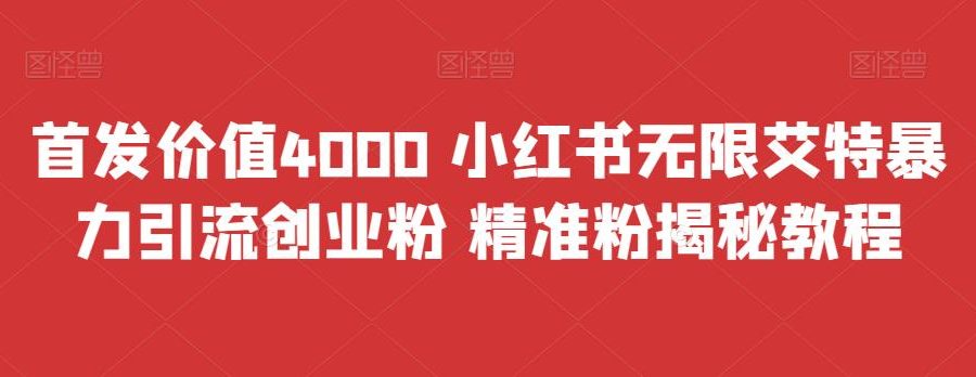 首发价值4000 小红书无限艾特暴力引流创业粉 精准粉揭秘教程