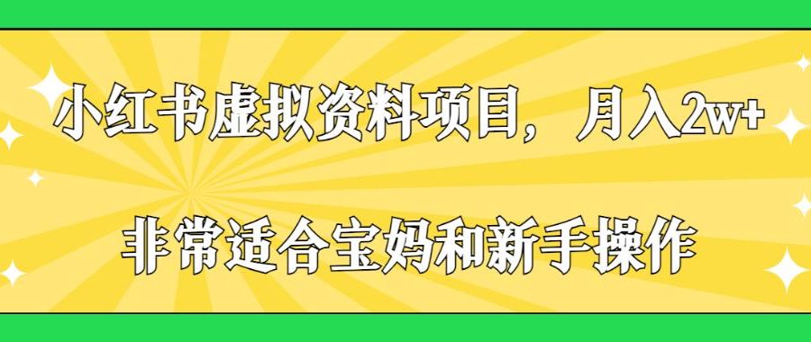 小红书虚拟资料项目，月入2w+，非常适合宝妈和新手操作【揭秘】