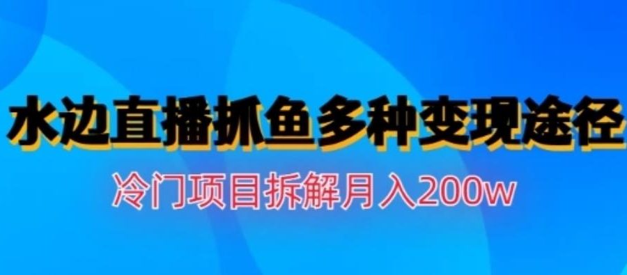 水边直播抓鱼，多种变现途径冷门项目，月入200w拆解【揭秘】