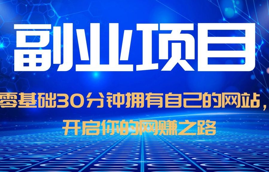（6203期）零基础30分钟拥有自己的网站，日赚1000+，开启你的网赚之路（教程+源码）
