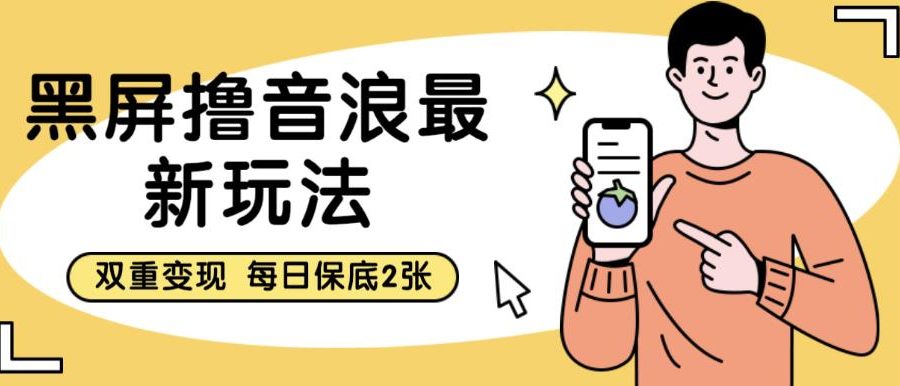 黑屏撸音浪最新玩法，双重变现，每日保底2张【揭秘】