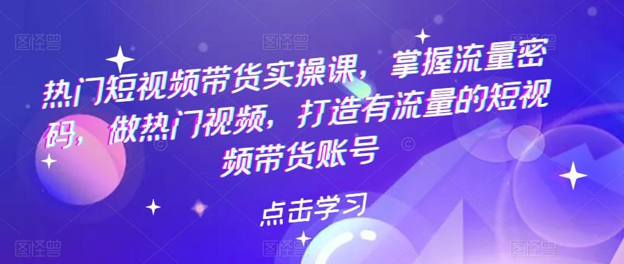 （5773期）热门短视频带货实战 掌握流量密码 做热门视频 打造有流量的短视频带货账号