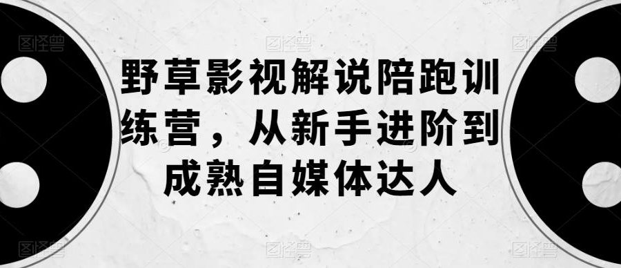 野草影视解说陪跑训练营，从新手进阶到成熟自媒体达人
