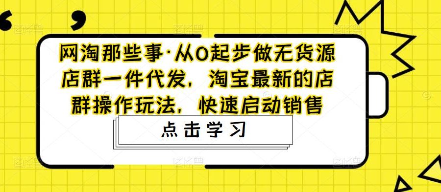 （4979期）从0起步做无货源店群一件代发，淘宝最新的店群操作玩法，快速启动销售
