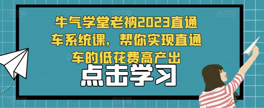 牛气学堂老衲2023直通车系统课，帮你实现直通车的低花费高产出