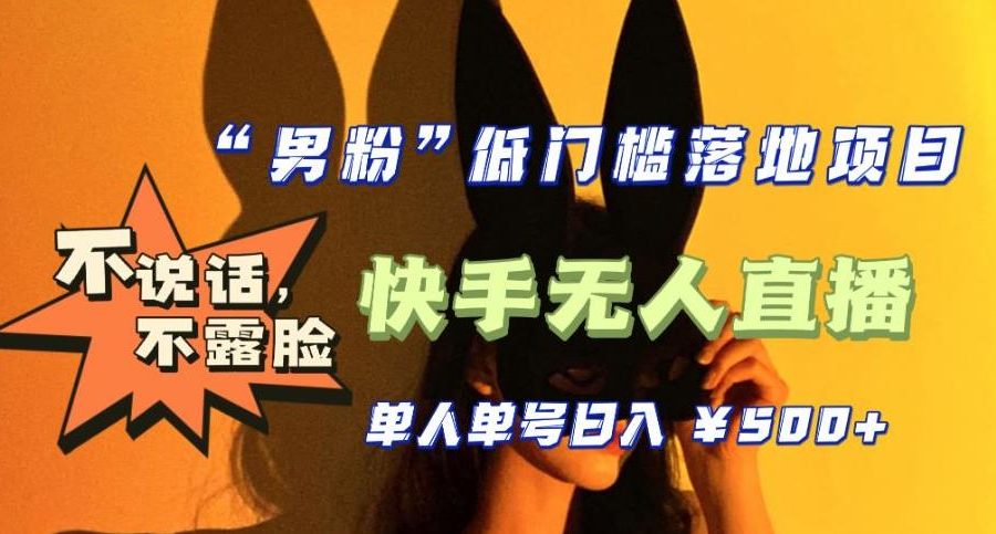 【全新升级】零基础单人单号单晚500+，不说话，不露脸，4月最新超皮实快手无人直播
