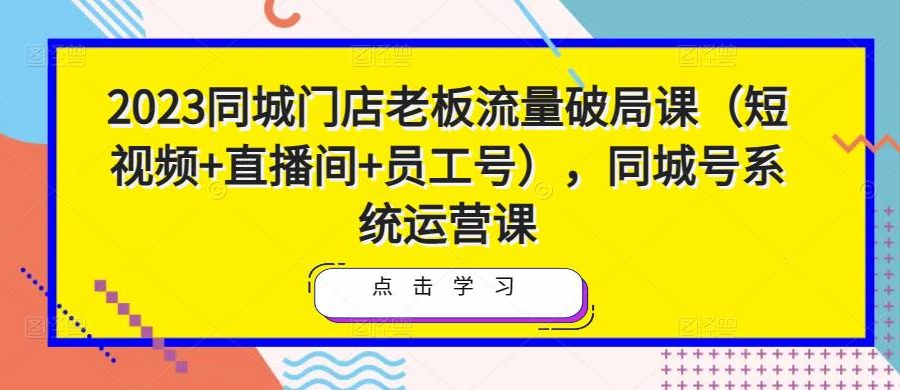2023同城门店老板流量破局课（短视频+直播间+员工号），同城号系统运营课
