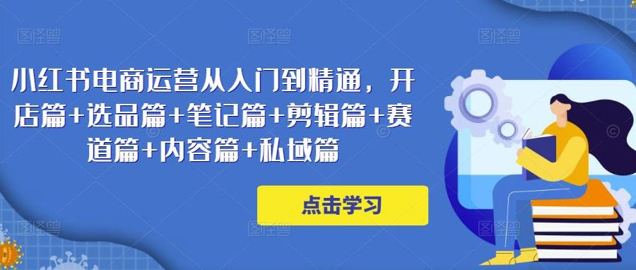 小红书电商运营从入门到精通，开店篇+选品篇+笔记篇+剪辑篇+赛道篇+内容篇+私域篇