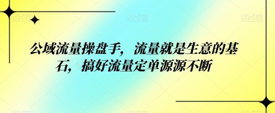 公域流量操盘手，流量就是生意的基石，搞好流量定单源源不断