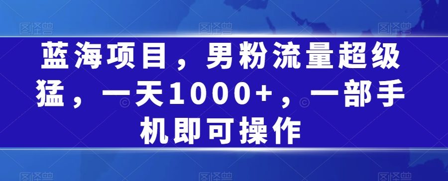 蓝海项目，男粉流量超级猛，一天1000+，一部手机即可操作【揭秘】