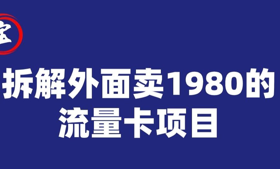 宝哥拆解外面卖1980手机流量卡项目，0成本无脑推广