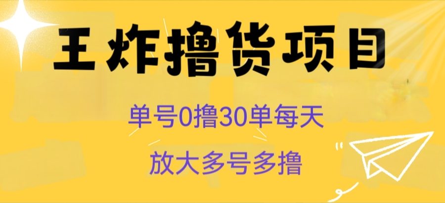 王炸撸货项目，单号0撸30单每天，多号多撸【揭秘】