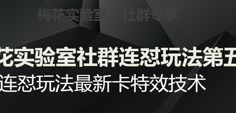 梅花实验室社群连怼玩法第五期，视频号连怼玩法最新卡特效技术