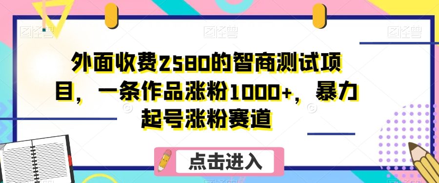 外面收费2580的智商测试项目，一条作品涨粉1000+，暴力起号涨粉赛道【揭秘】
