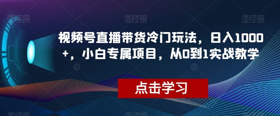 视频号直播带货冷门玩法，日入1000+，小白专属项目，从0到1实战教学【揭秘】