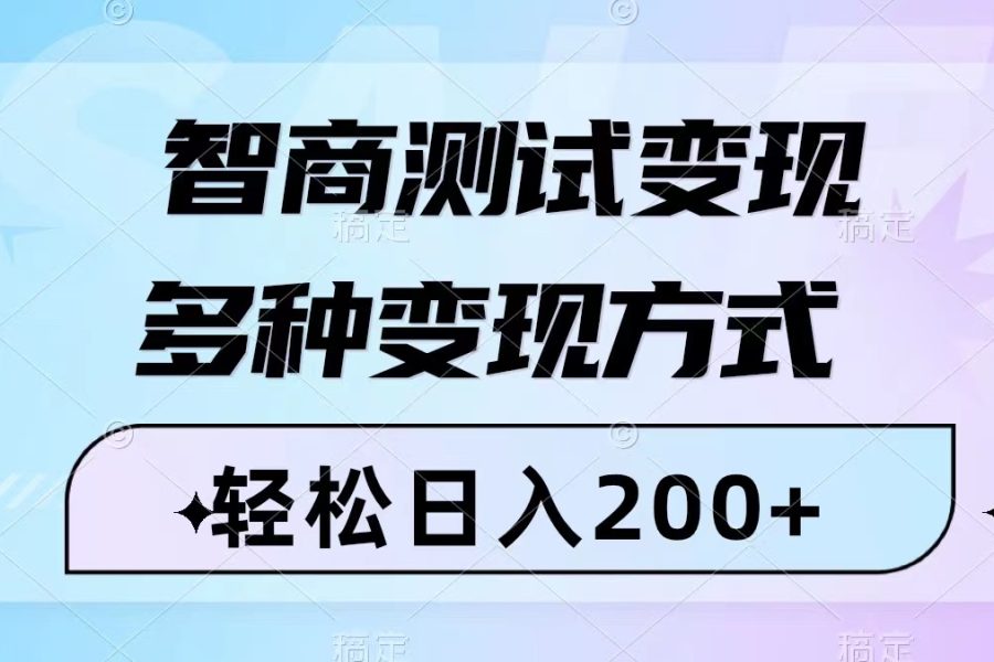 （8049期）智商测试变现，轻松日入200+，几分钟一个视频，多种变现方式（附780G素材）