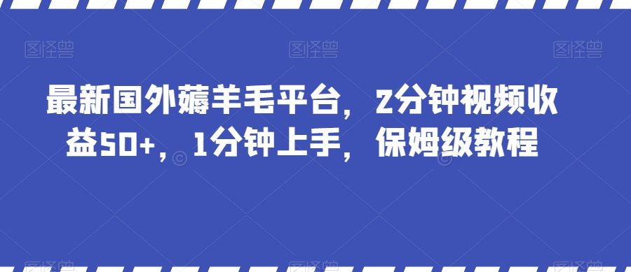 最新国外薅羊毛平台，2分钟视频收益50+，1分钟上手，保姆级教程【揭秘】