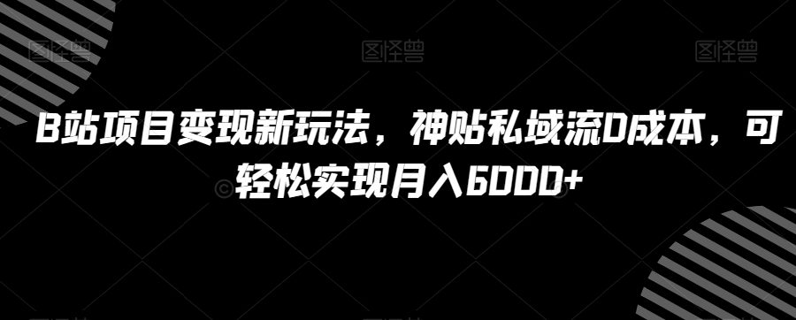 B站项目变现新玩法，神贴私域流0成本，可轻松实现月入6000+【揭秘】