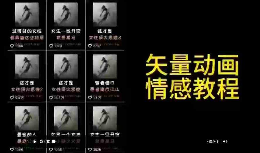（9334期）矢量动画情感教程：高点赞涨粉，适合情感、思维、创业教育等赛道