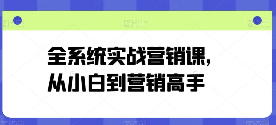 全系统实战营销课，从小白到营销高手