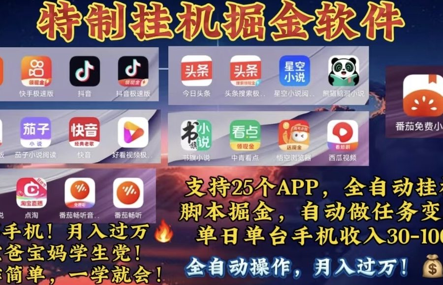（10703期）月入过万 24小时全自动无脑挂机，操作简单！