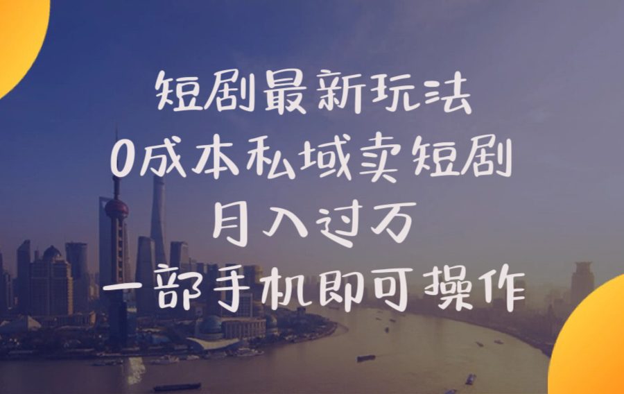 （10716期）短剧最新玩法    0成本私域卖短剧     月入过万     一部手机即可操作