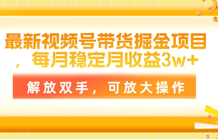（11010期）最新视频号带货掘金项目，每月稳定月收益3w+，解放双手，可放大操作