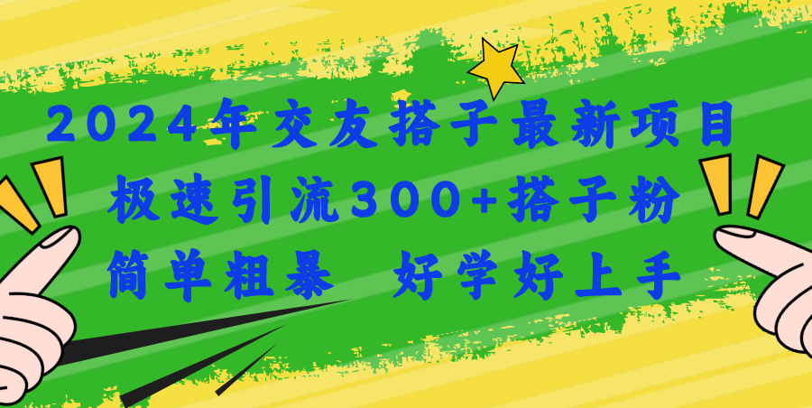 （11259期）2024年交友搭子最新项目，极速引流300+搭子粉，简单粗暴，好学好上手