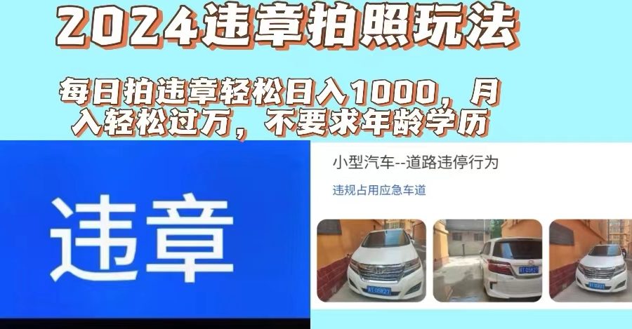 （11743期）2024违章拍照新玩法，推广躺赚+拍照赚钱双模式，日入1000+