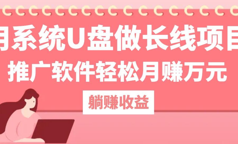 用系统U盘做长线项目，推广软件轻松月赚万元(附制作教程+软件