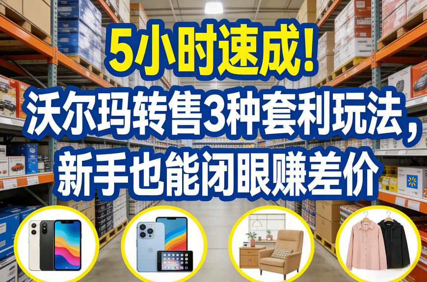 5小时速成！沃尔玛转售3种套利玩法，新手也能闭眼賺差价福瑞网创-中创网-福缘网-冒泡网-资源之家-魔方项目库福瑞网创联盟