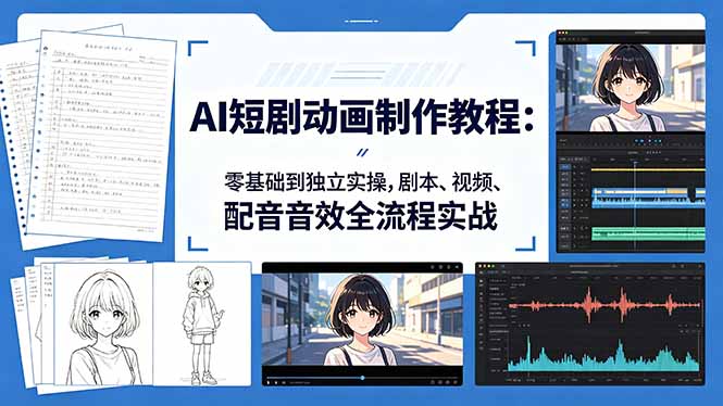 AI短剧动画制作教程：零基础到独立实操，剧本、视频、配音音效全流程实战-798资源站