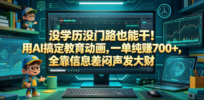 没学历没门路也能干!用AI搞定教育动画,一单纯賺700+,全靠信息差闷声发大财【揭秘】-798资源站