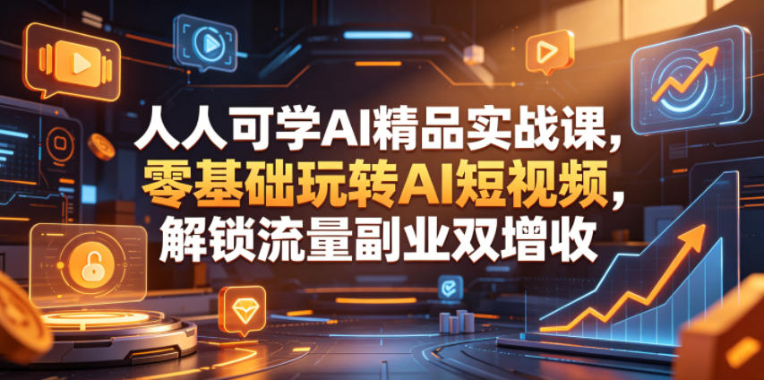 人人可学AI精品实战课，零基础玩转AI短视频，解锁流量副业双增收-798资源站