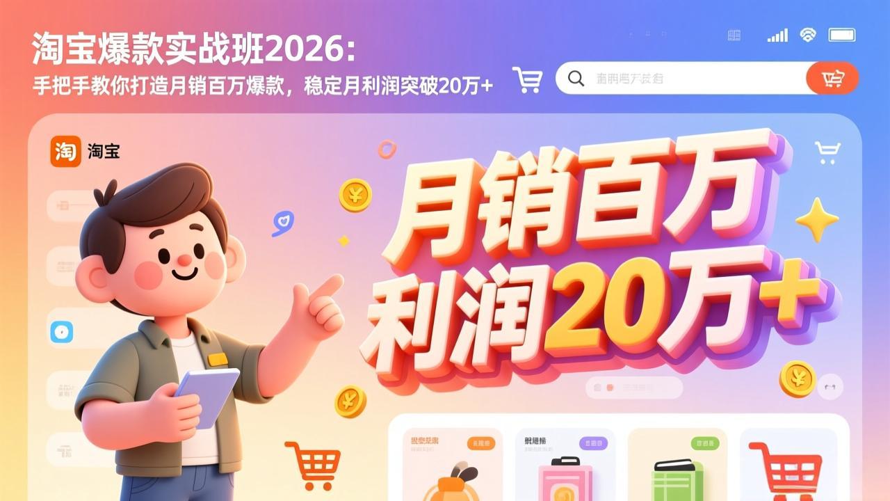 淘宝爆款实战班-2026年2月更新：手把手教你打造月销百万爆款，稳定月利润突破20万+