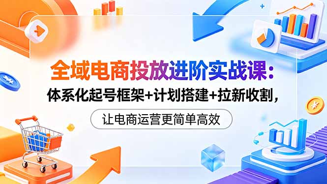 全域电商投放进阶实战课：体系化起号框架+计划搭建+拉新收割，让电商运营更简单高效-798资源站