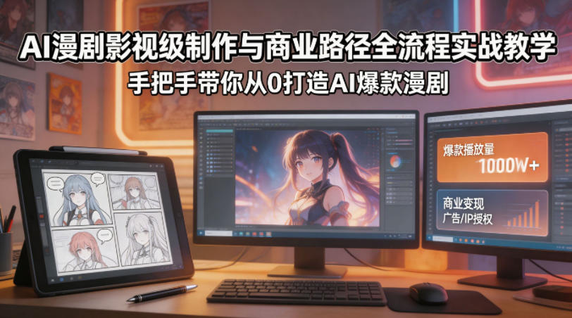AI漫剧影视级制作与商业路径全流程实战教学，手带你从0打造AI爆款漫剧