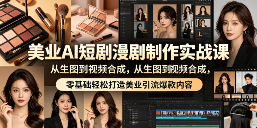美业AI短剧漫剧制作实战课,从生图到视频合成,零基础轻松打造美业引流爆款内容-798资源站