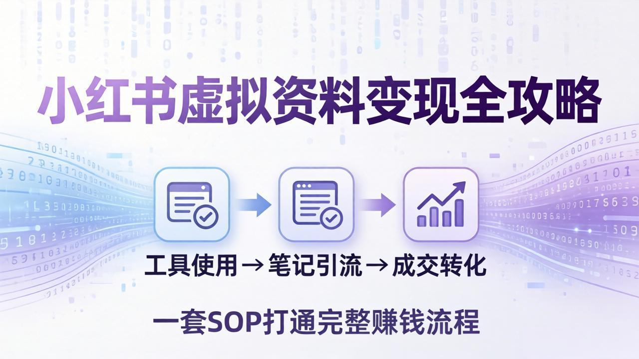 小红书虚拟资料变现全攻略:从工具使用到笔记引流成交,一套 SOP 打通完整赚钱流程