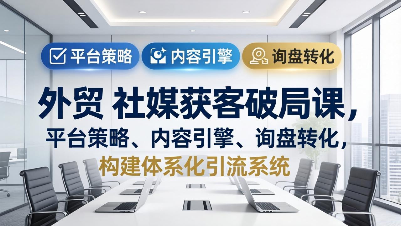 外贸 社媒获客破局课,平台策略、内容引擎、询盘转化,构建体系化引流系统(更新26年3月