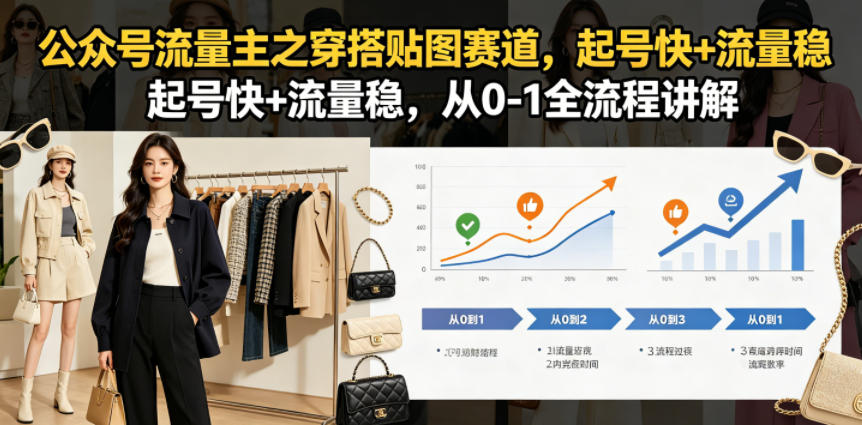 公众号流量主之穿搭贴图赛道，起号快+流量稳，从0-1全流程讲解-798资源站