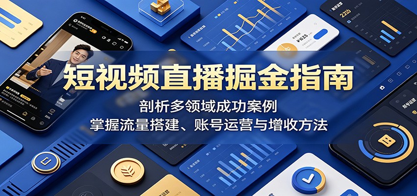 短视频直播掘金指南：剖析多领域成功案例，掌握流量搭建、账号运营与增收方法-798资源站