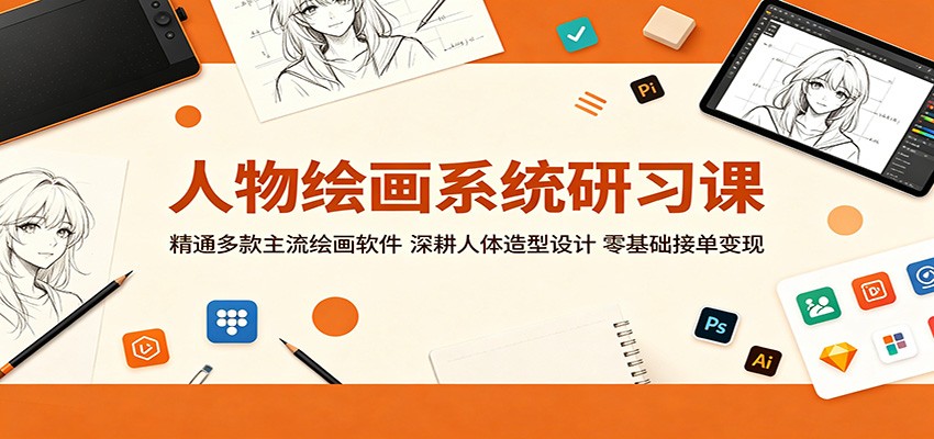 人物绘画系统研习课：精通多款主流绘画软件，深耕人体造型设计，零基础接单变现-798资源站