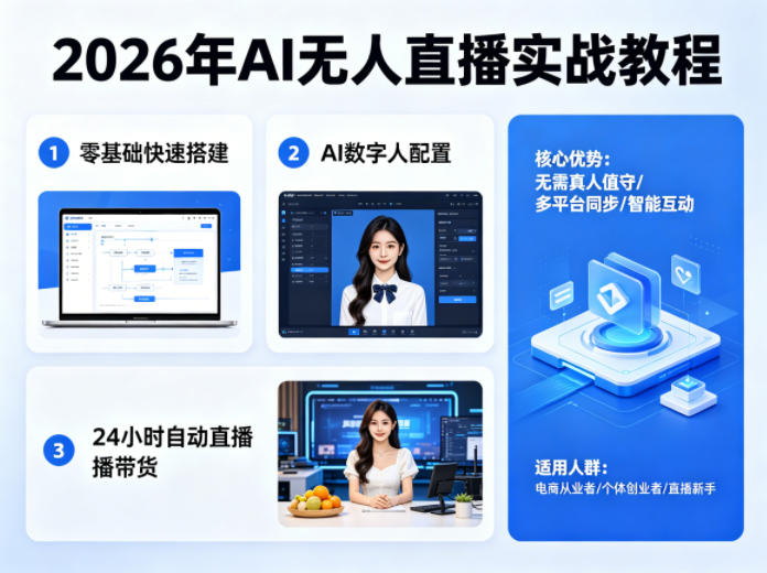 2026年AI无人直播实战教程，零基础也能快速搭建AI数字人无人直播间，实现24小时自动直播带货-创富之家