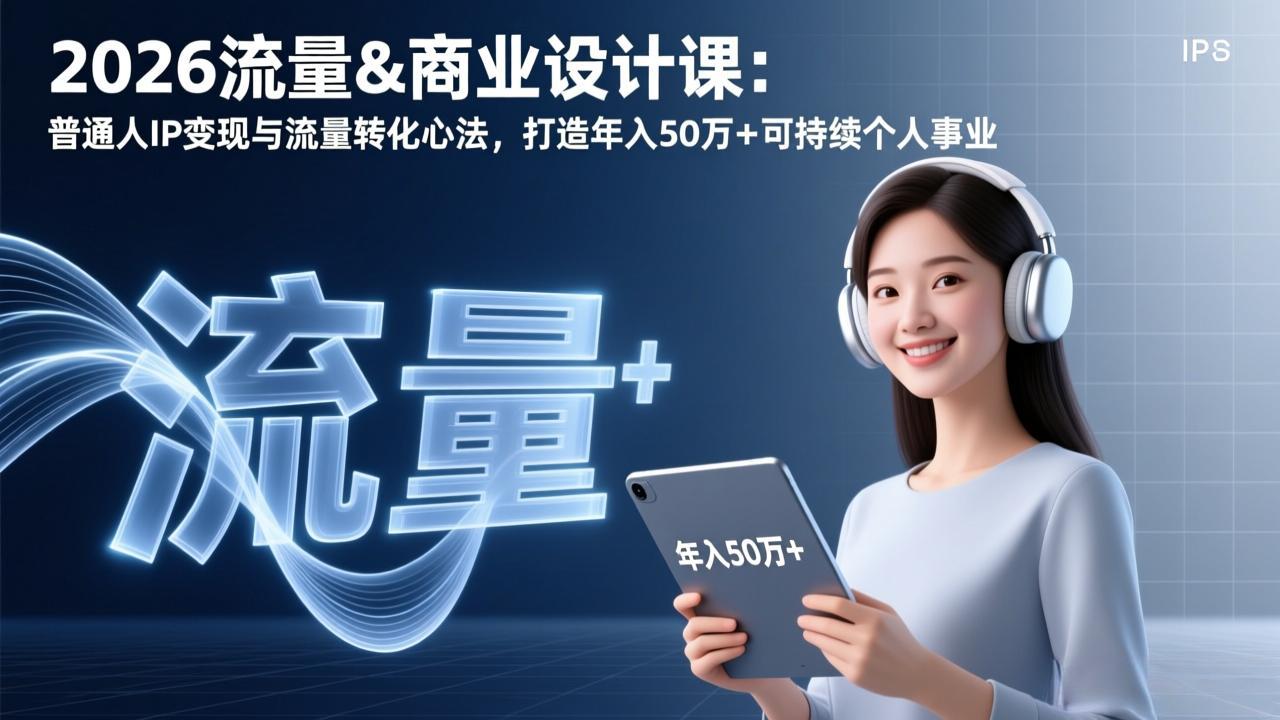 2026流量&商业设计课：普通人IP变现与流量转化心法，打造年入50万+可持续个人事业