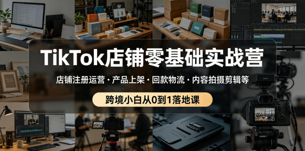 TikTok店铺零基础实战营，店铺注册运营・产品上架・回款物流・内容拍摄剪辑等 ，跨境小白从0到1落地课来宝云总站-闲云创业网-老谢轻创网-中创网-福缘网-冒泡网-资源之家-魔方项目库来宝云总站