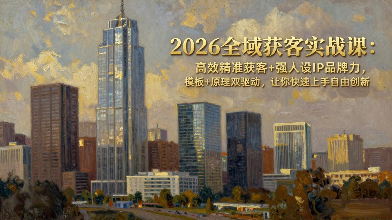 2026全域获客实战课：高效精准获客+强人设IP品牌力，模板+原理双驱动，让你快速上手自由创新福瑞网创-中创网-福缘网-冒泡网-资源之家-魔方项目库福瑞网创联盟