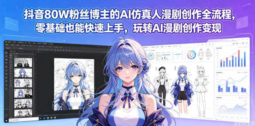 抖音80W粉丝博主的AI仿真人漫剧创作全流程，零基础也能快速上手，玩转AI漫剧创作变现-798资源站
