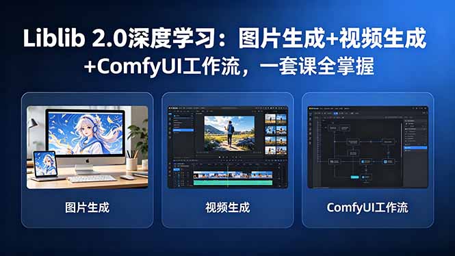Liblib 2.0深度学习：图片生成+视频生成+ComfyUI工作流，一套课全掌握-798资源站