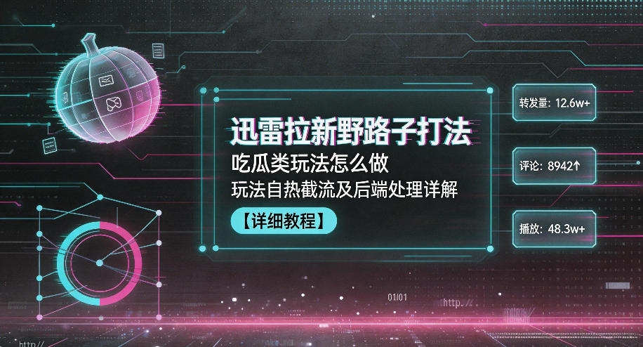 迅雷拉新野路子打法，吃瓜类玩法怎么做，玩法自热截流及后端处理详解-798资源站